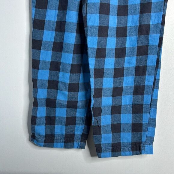 LL Bean x Peanuts Blue Plaid flannel Pajama Pants Lg - Picture 2 of 7